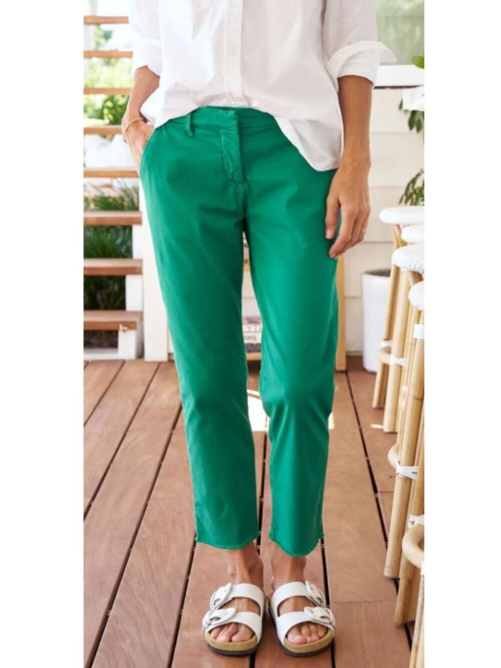 NEW $278 FRANK & EILEEN WICKLOW ITALIAN CROP CHINO PANTS IN GREEN SIZE 2